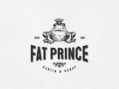 Fat Prince book crown draw food frog logo mark prince symbol vintage