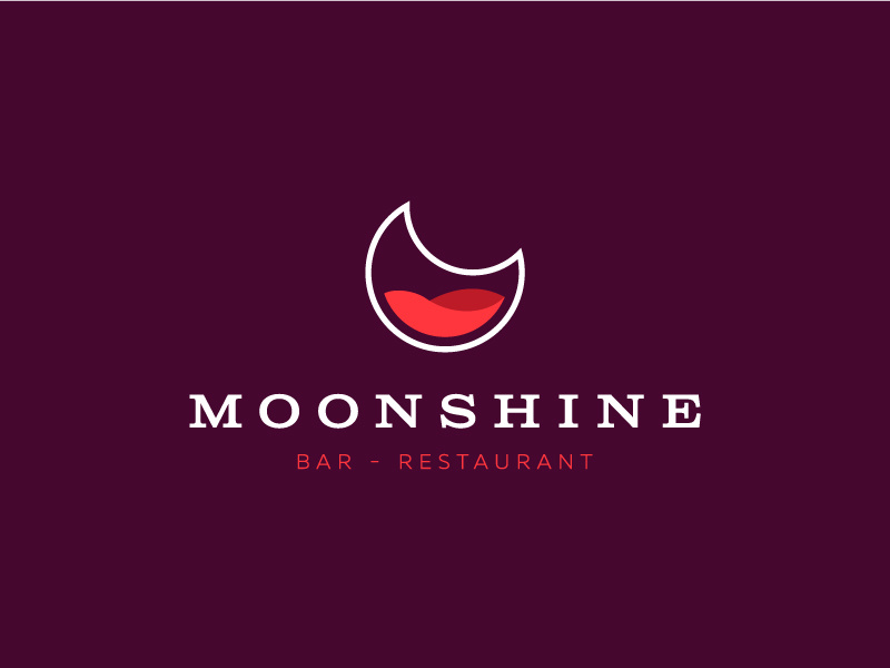 Moonshine identity branding beverage liquor restaurant bar moonshine moon symbol mark logo