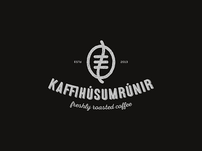 Kaffihúsum Rúnir cafe coffee drink fresh island logo mark roasted rune symbol