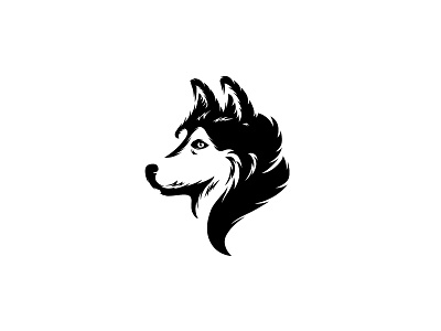 Husky animal dog husky logo mark negative space symbol