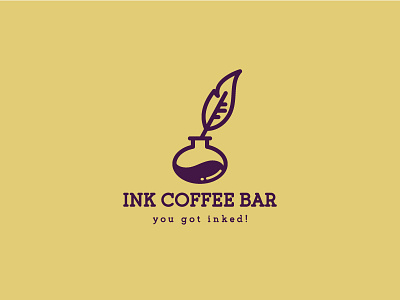 Ink Coffee Bar bar coffee feather ink logo mark symbol