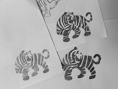 Tigers animal draw logo mark negative space pancil sketch symbol tiger