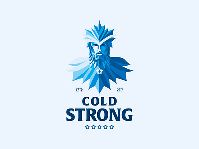 Cold Strong beard beer brew canada cold head ice icon label logo maple leaf symbol