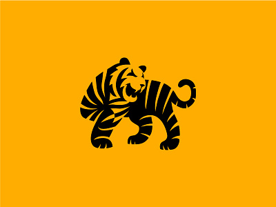 Tiger animal logo mark negative space symbol tiger