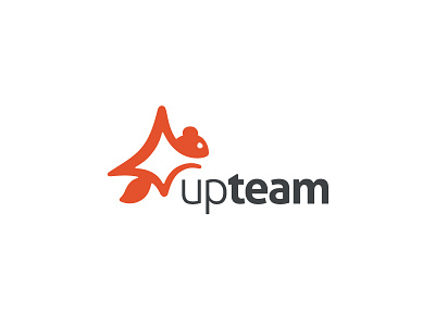 Up Team animal fly flying squirrel jump logo mark negative space sky squirrel symbol tree