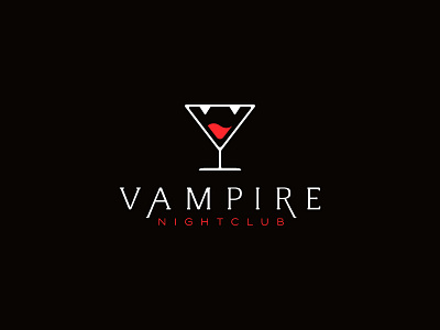 Vampire Nightclub bar blood club cocktail glass logo mark nightclub symbol teeth vampire