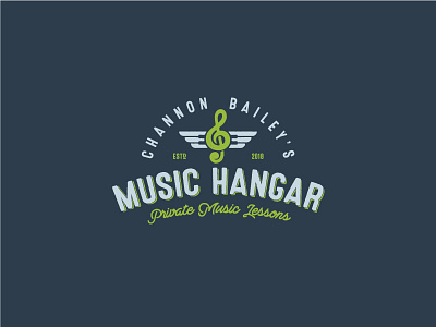 Music Hangar airplane aviation brand hangar idenity logo mark music piano school symbol treble clef wings