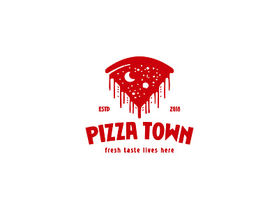 Pizza Town branding buildings city identity logo mark negative space negativespacelogo night pizza sky symbol town