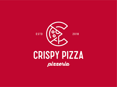 Crispy Pizza branding food identity logo mark monoline pizza symbol