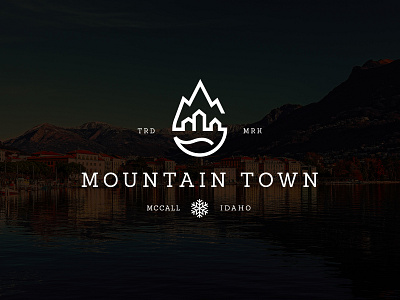 Mountain Town branding identity logo mark monoline mountain river skiing snow symbol town winter