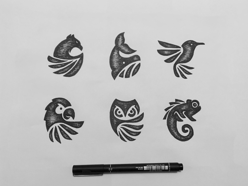 SQL Suite animal app bird branding chameleon data base hummingbird identity logo mark negative space owl parrot phoenix sql symbol whale