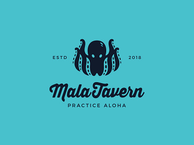 Mala Tavern animal branding food identity logo mark negative space negative space logo octopus restaurant symbol
