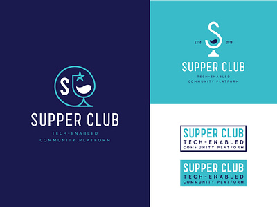 Supper Club brand branding club corporate branding drink events food glass identity logo mark symbol wine