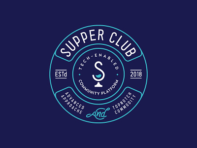 Supper Club brand branding drink event food glass identity logo mark party people symbol