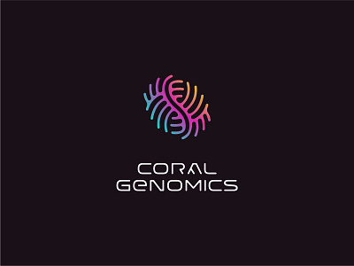 Custom logotype and mark for innovative biotech startup branding coral dna dnahelix genome genomics helix identity logo mark symbol