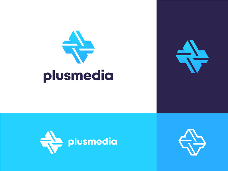 plusmedia II branding geometic identity logo mark media plus symbol