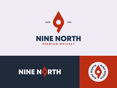 Nine North Whiskey branding compass drink identity logo mark nine north number symbol whiskey