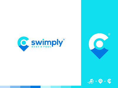 swimply app branding branding identity location logo mark pool rent swim swimmer swimming pool symbol