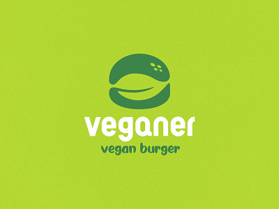 Veganer branding burger fast food food food and drink identity leaf logo mark negative space plant symbol vegan vegetable veggies