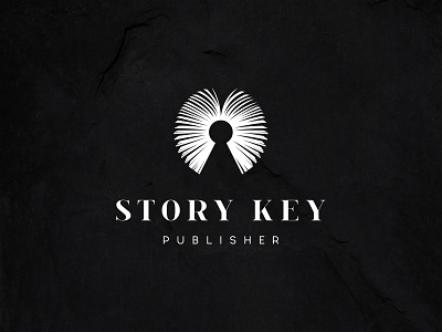 Story Key book branding identity key keyhole logo mark negative space openbook paper publishing story storykey symbol