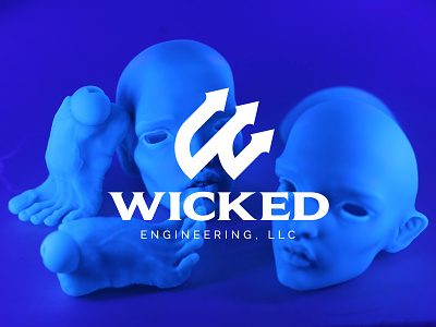 Wicked Engineering 3dprint 3dprinter 3dprinting branding engineering identity logo mark monogram symbol wicked