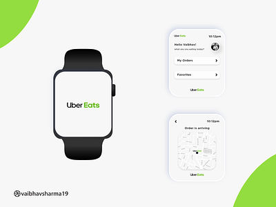 UberEats Watch Concept adobexd flat icon illustration illustrator interaction logo uber design ubereats ui user experience ux