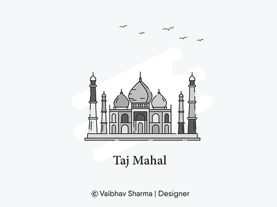Taj Mahal : Wonders of the World agra design flat illustrator india love monuments tajmahal temple ui vector
