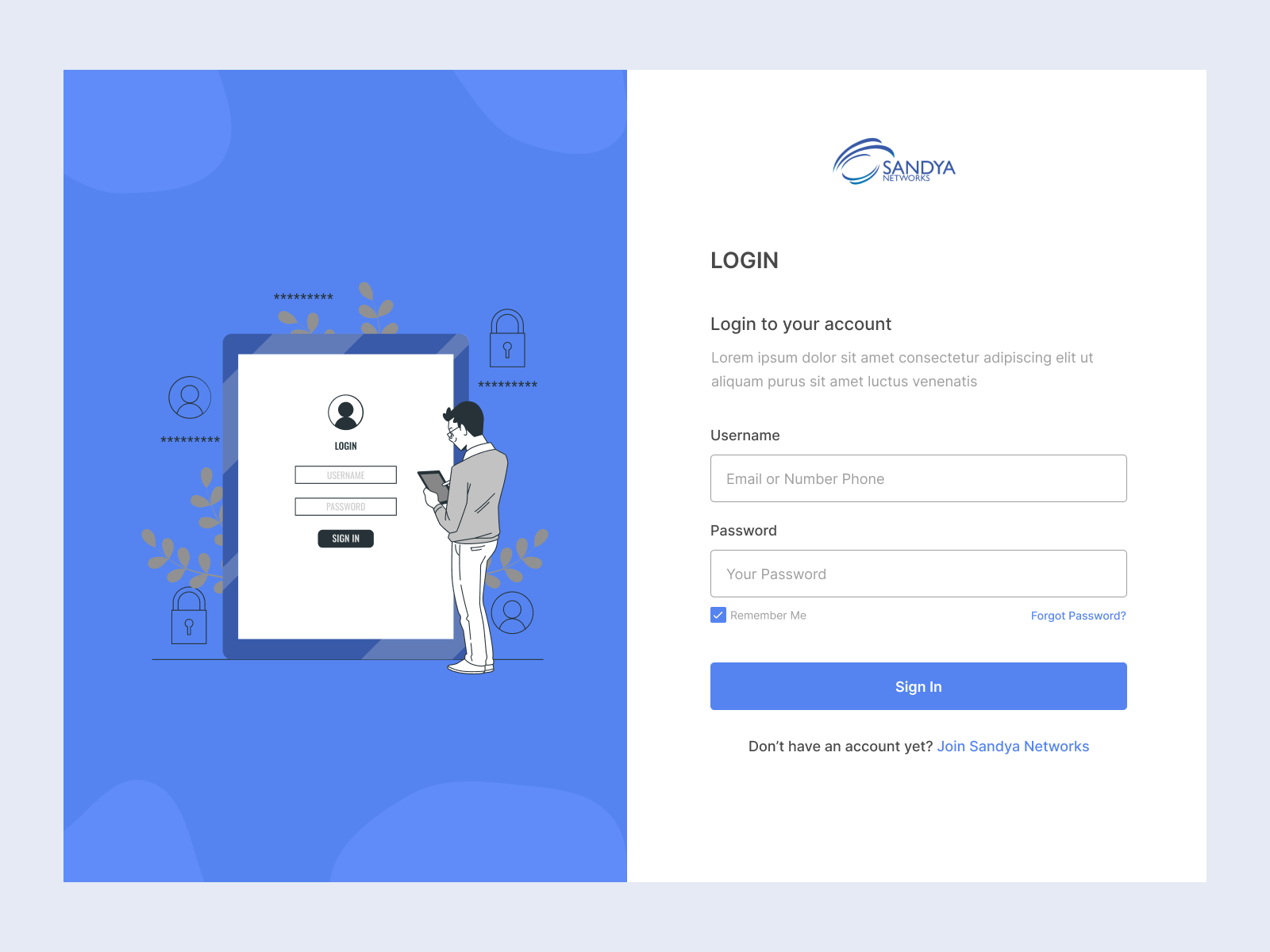 Dribbble - Login Page Sandya Networks.png by Jordan Radinka