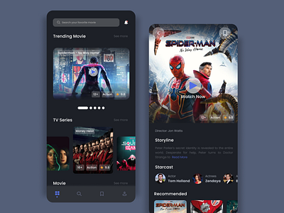 Movie Streaming App app branding design illustration landing page mobile app movie movie streaming streaming ui ux website