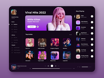 Purple Music App Dashboard