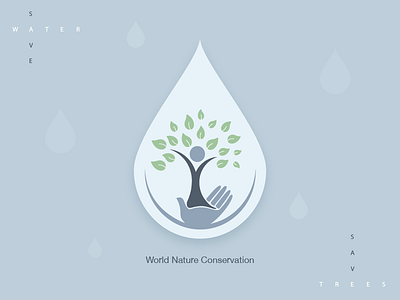 World Nature Conservation android conservation design drop icon icons ios logo logo designing tree water