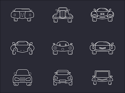 Icon set - Car Series android app car design future cars futuristic car icon set icons ios line icon vintage car