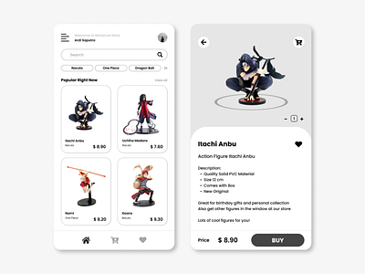 Miniature Store Shopping App appmobile design miniature mobile ui