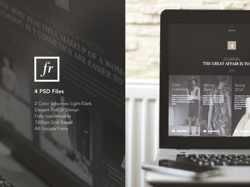 FR – One Page Fashion PSD Template fashion design flat elegant ui luxury portfolio psd template