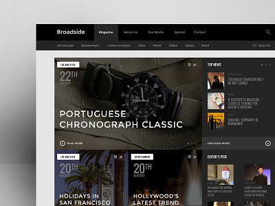 Broadside Magazine Homepage creative design flat responsive template ui