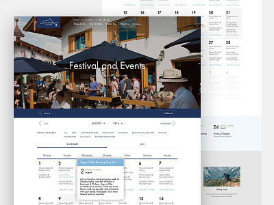 Festival and Events / Calendar / Leavenworth calendar grid homepage layout mistyukevych mountains ui website