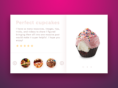 Sweet recipes cake clean cupcake design ui ux web
