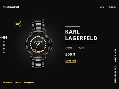YOURWATCH brand card clean design landing page product ui ux watch web