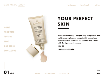 COSMETOLOGY clean cosmetology design landing page perfect product skin ui ux web