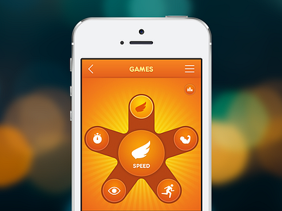 Game Screen app attributes game ios iphone menu mobile orange skills