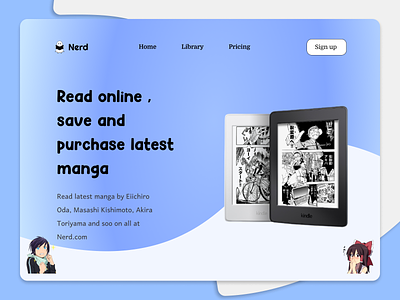 Landing Page blue branding casual comic fun hero section landing page manga ui web web design website