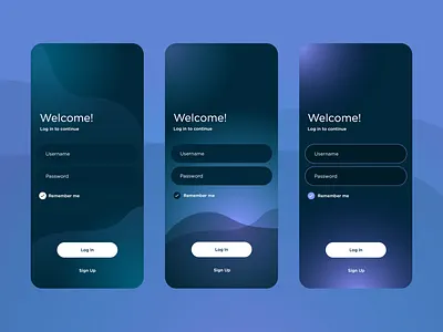 Log In App UI app design gradient log in log out login mobile ui navy purple remember me sign in sign up ui welcome