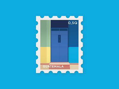 La Puerta 02 blue color door guatemala illustration postage puerta stamp stamps travel
