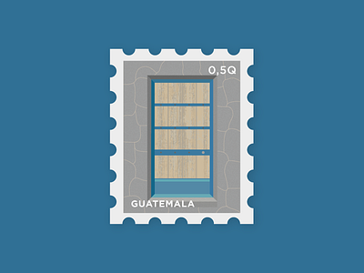 La Puerta 03 blue color door guatemala illustration postage puerta stamp stamps travel