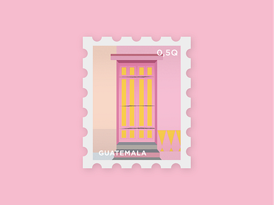 La Puerta 04 color door guatemala illustration pink postage puerta stamp stamps travel