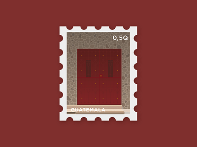 La Puerta 05 color door guatemala illustration maroon postage puerta stamp stamps stone travel