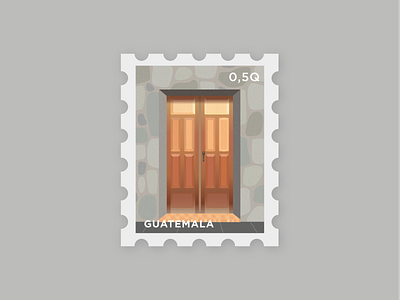 La Puerta 06 color door gray guatemala illustration postage puerta stamp stamps travel