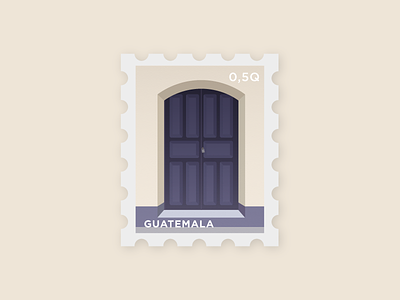 La Puerta 07 color door guatemala illustration postage puerta stamp stamps travel