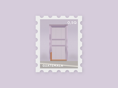 La Puerta 08 color door guatemala illustration postage puerta stamp stamps travel