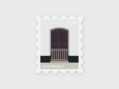La Puerta 09 color door guatemala illustration postage puerta stamp stamps travel